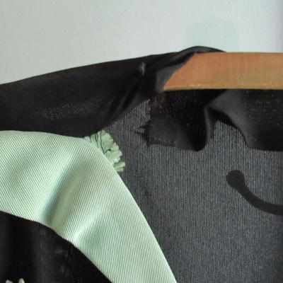 Vintage Ladies Black/Green Dress, Applied Flowers/Beads, Read Description