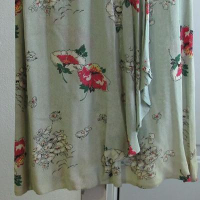 Vintage Sheer Green Floral Dress With Belt