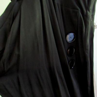 Vintage Black Dress With Large Buttons and Belt, Nice Dress, See All Photos