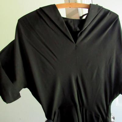 Vintage Black Dress With Large Buttons and Belt, Nice Dress, See All Photos