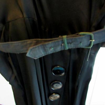 Vintage Black Dress With Large Buttons and Belt, Nice Dress, See All Photos