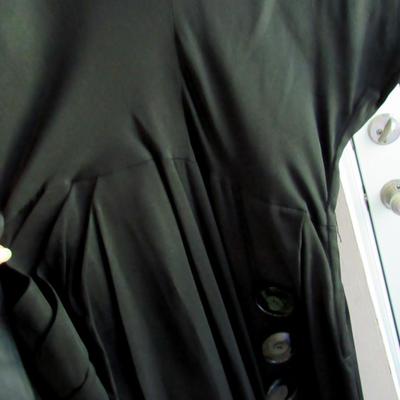 Vintage Black Dress With Large Buttons and Belt, Nice Dress, See All Photos