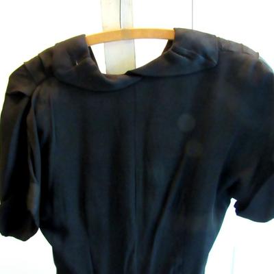 Vintage Black Dress With Large Buttons and Belt, Nice Dress, See All Photos