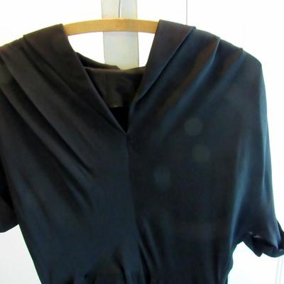 Vintage Black Dress With Large Buttons and Belt, Nice Dress, See All Photos