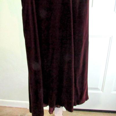 Vintage Maroon Velvet Dress With Off White Crocheted Trim, Nice!