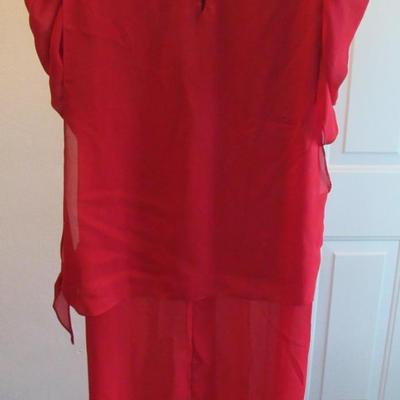 Vintage 1970s Red Evening Dress With Bead Trim