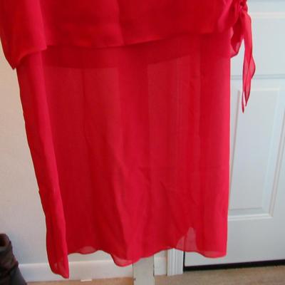 Vintage 1970s Red Evening Dress With Bead Trim