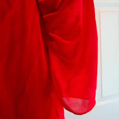 Vintage 1970s Red Evening Dress With Bead Trim