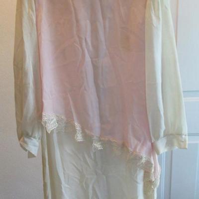 Vintage 1970s Ladies Evening Dress With Asymmetrical Drop Waist With Lace Trim