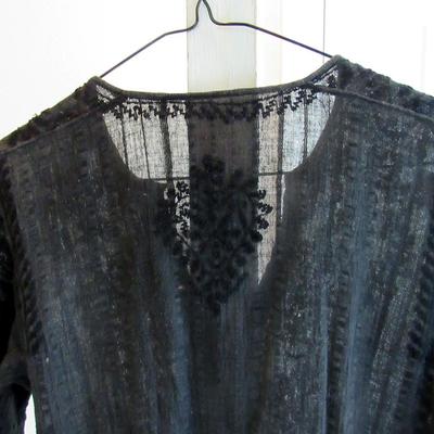 Vintage Ladies 1970s Semi Sheer Black Lacy Top