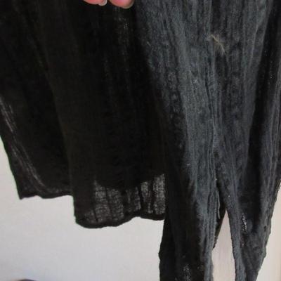 Vintage Ladies 1970s Semi Sheer Black Lacy Top