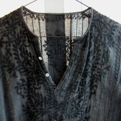 Vintage Ladies 1970s Semi Sheer Black Lacy Top