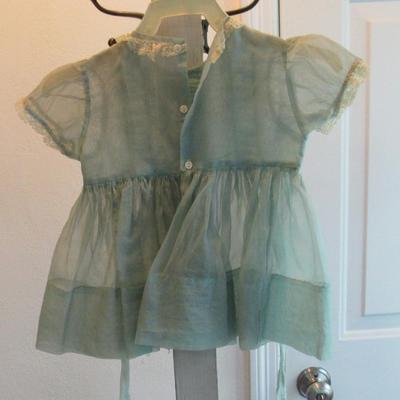 Vintage Childs Semi Sheer Blue Dress, Small Girl