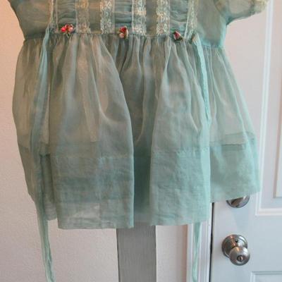 Vintage Childs Semi Sheer Blue Dress, Small Girl