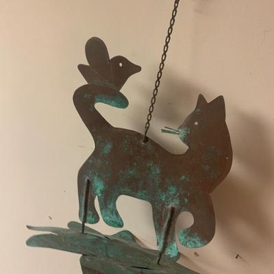 Cat w Bird 33” Wind chime