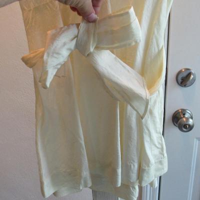 Vintage Girl's White Dress With Fabric Flowers and Very Puffy Sleeves