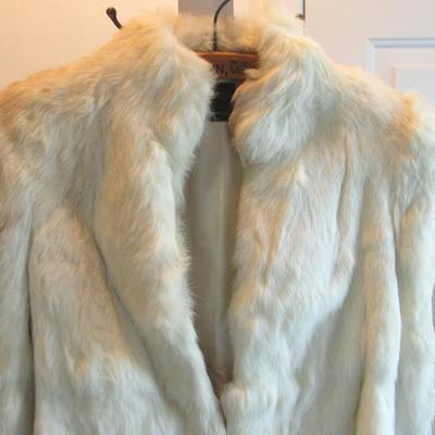 Vintage Ladies White Rabbit Fur Jacket, Jacques Saint Laurent For City Furs