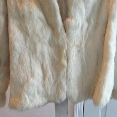Vintage Ladies White Rabbit Fur Jacket, Jacques Saint Laurent For City Furs