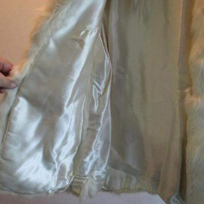 Vintage Ladies White Rabbit Fur Jacket, Jacques Saint Laurent For City Furs