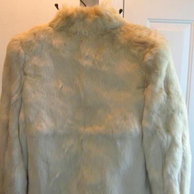 Vintage Ladies White Rabbit Fur Jacket, Jacques Saint Laurent For City Furs