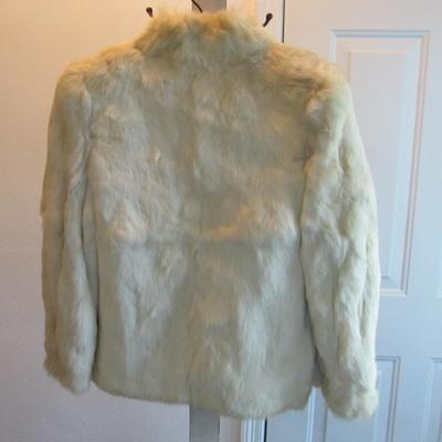 Vintage Ladies White Rabbit Fur Jacket, Jacques Saint Laurent For City Furs