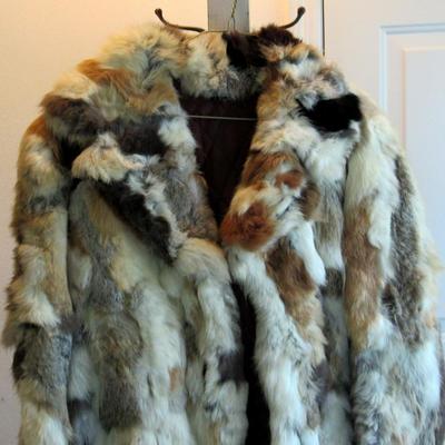 Vintage Ladies Multi Colored Rabbit Fur Jacket