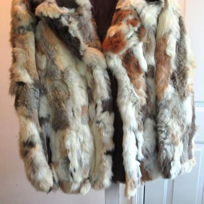 Vintage Ladies Multi Colored Rabbit Fur Jacket