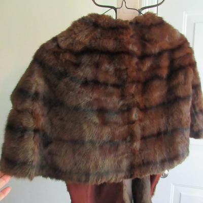 Vintage Beautiful Over The Shoulder Fur Cape With Long Front