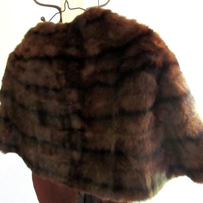 Vintage Beautiful Over The Shoulder Fur Cape With Long Front