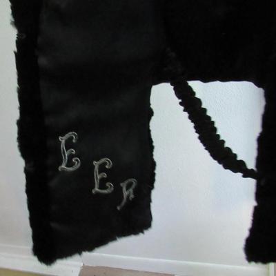 Vintage Black Fur Over Shoulder Cap With Long Front Flaps, Nice, See All Photos