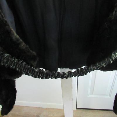 Vintage Black Fur Over Shoulder Cap With Long Front Flaps, Nice, See All Photos