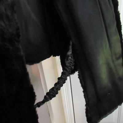 Vintage Black Fur Over Shoulder Cap With Long Front Flaps, Nice, See All Photos