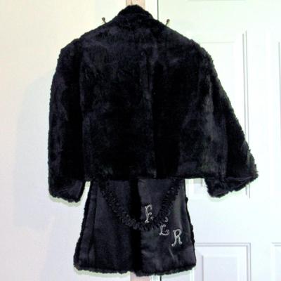 Vintage Black Fur Over Shoulder Cap With Long Front Flaps, Nice, See All Photos