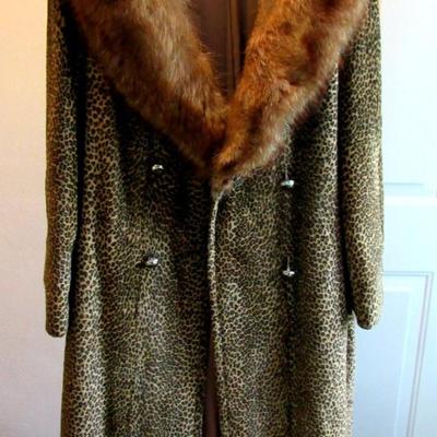 Vintage Ladies Long Coat, Fur Collar and Hem