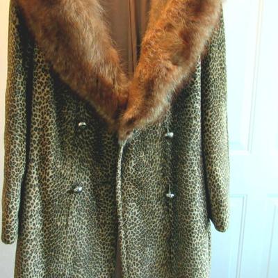 Vintage Ladies Long Coat, Fur Collar and Hem