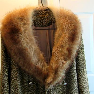 Vintage Ladies Long Coat, Fur Collar and Hem