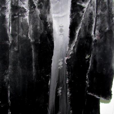 Vintage Ladies Long Black Fur Coat, Possibly Rabbit Fur