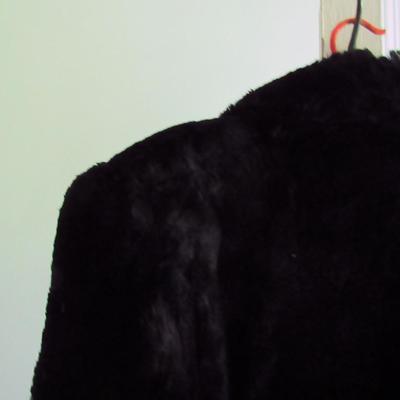 Vintage Ladies Long Black Fur Coat, Possibly Rabbit Fur