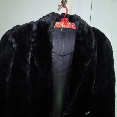 Vintage Ladies Long Black Fur Coat, Possibly Rabbit Fur