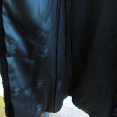 Vintage Ladies Long Black Fur Coat, Possibly Rabbit Fur