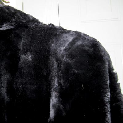 Vintage Ladies Long Black Fur Coat, Possibly Rabbit Fur