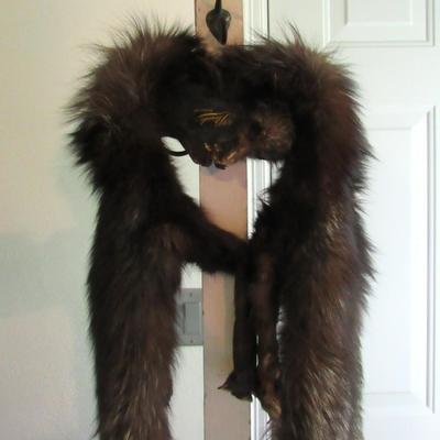 Vintage Long 2 Body Animal Fur Stole, Possibly Fox?