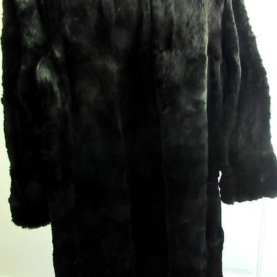 Vintage Longer Length Dark Black Fur Coat, Possible Rabbit Fur