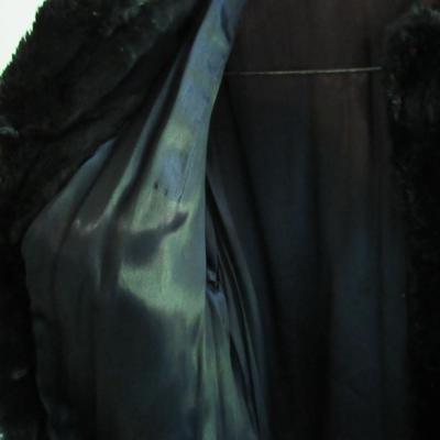 Vintage Longer Length Dark Black Fur Coat, Possible Rabbit Fur