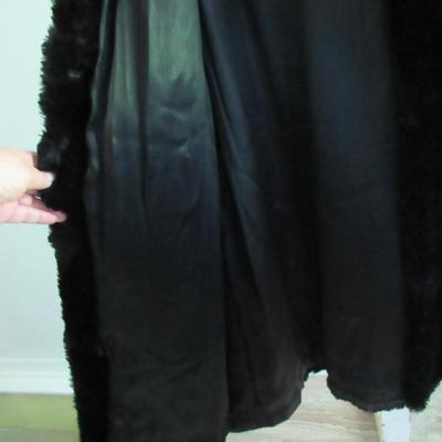 Vintage Longer Length Dark Black Fur Coat, Possible Rabbit Fur