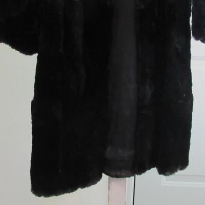 Vintage Longer Length Dark Black Fur Coat, Possible Rabbit Fur