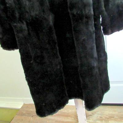 Vintage Longer Length Dark Black Fur Coat, Possible Rabbit Fur