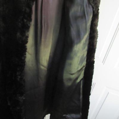 Vintage Longer Length Dark Black Fur Coat, Possible Rabbit Fur