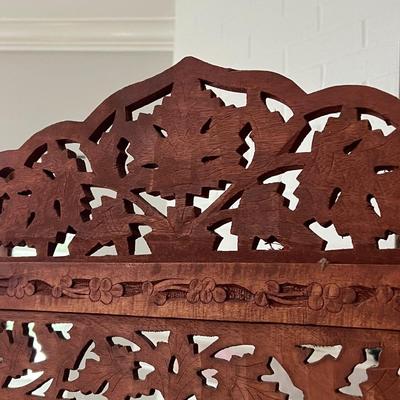 6Ft Tall 4-Panel Carved Wood Room Divider