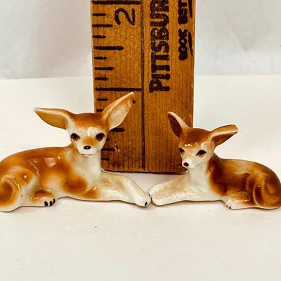 3 Miniature Animal Figurines - 2 deer and 1 bear